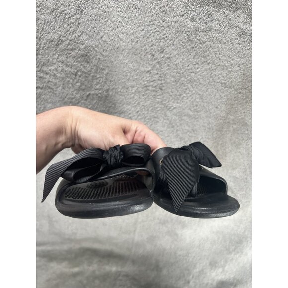 Oka B Women’s Medium Black Bow Slip On Peep Toe Sandals Slides Shoes Water Beach - Picture 3 of 10